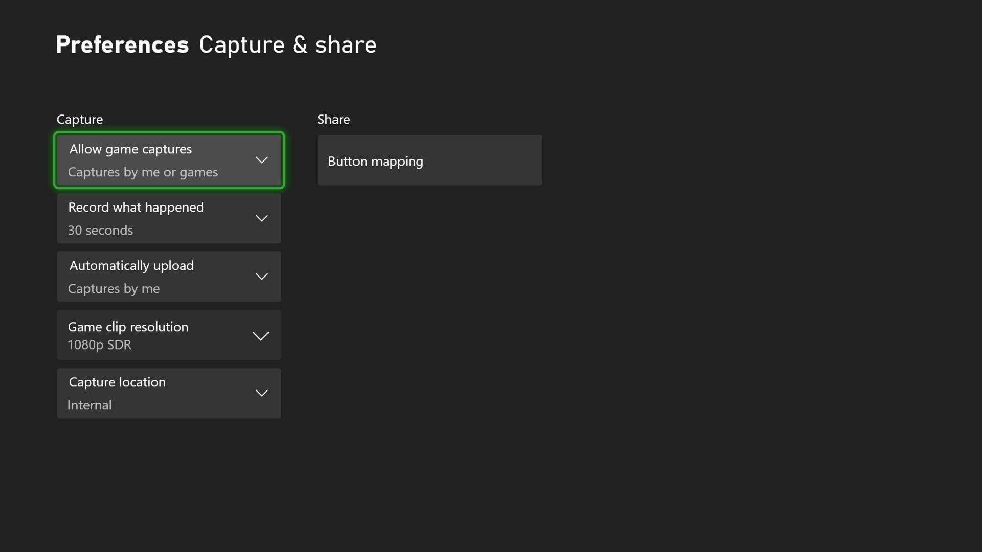 Xbox Series capture settings How to capture and where to find